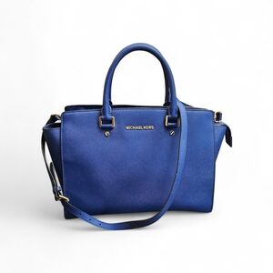 Michael Kors Blue Saffiano Leather Satchel